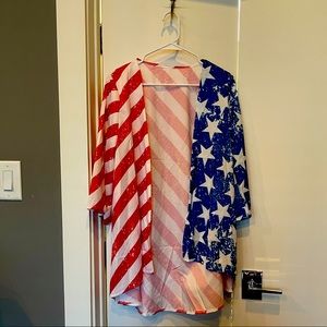 Americana Patriotic US Flag Duster Cardigan